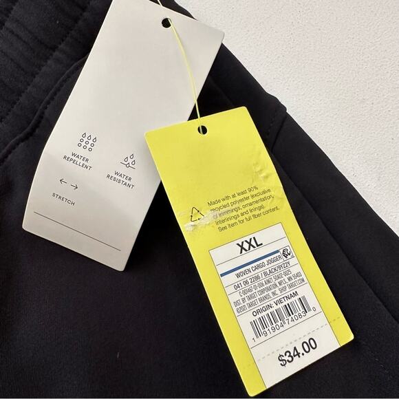 All In Motion Pants Black Stretch Pull On Cargo Tapered Leg Active Size XXL NEW - Picture 9 of 12